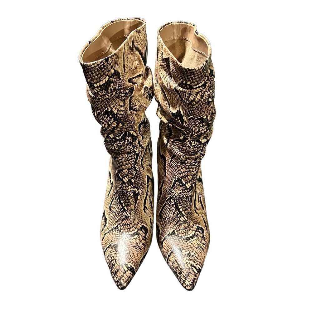 Vince Camuto Ambie Snakeskin Print Mid Shaft Pointed Toe Boot NWOB  7.5